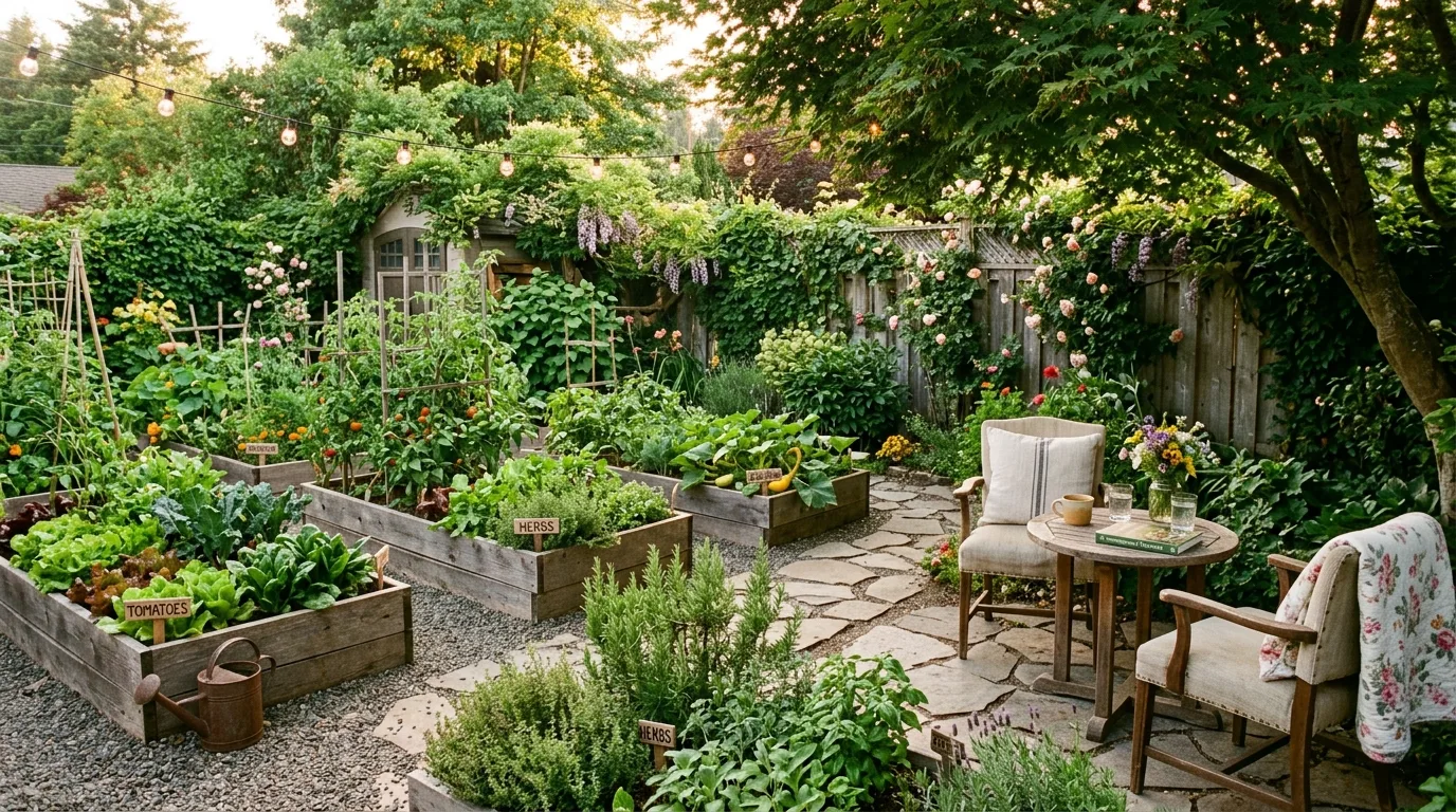Vegetable Beds Along a Fence